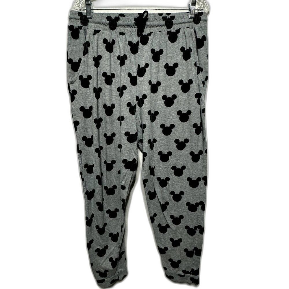 H&M Divided Jogger Pants Disney Mickey Black Stretch Lightweight Women sz Large